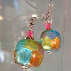 Boucles d’oreilles perle roche multicolor