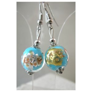 Boucles d’oreilles Klimt bleues claires