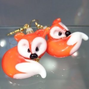 Boucles d’oreilles renard orange