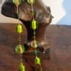 Collier en verre de Murano, ton vert clair, composé de perles carrés plates et perles spirales avec feuille d'or